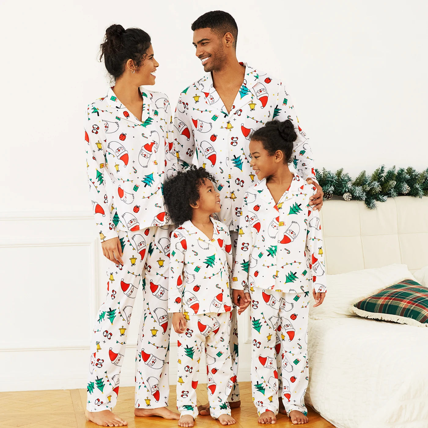 Colorful Christmas Print Long Sleeve Pajamas Sets for Family childrensterritory