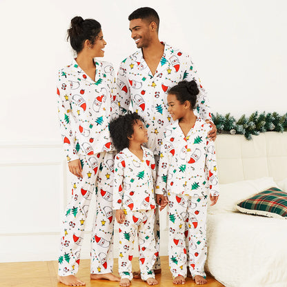 Colorful Christmas Print Long Sleeve Pajamas Sets for Family childrensterritory