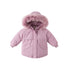 Kids Girls Solid Zipper Hooded Fur Padded Warm Jacket childrensterritory