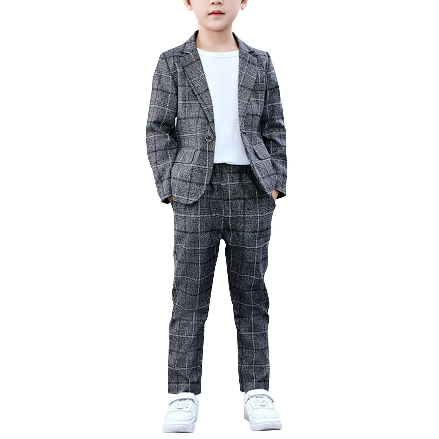 Kids Classic Checkered Formal Wedding Suits childrensterritory