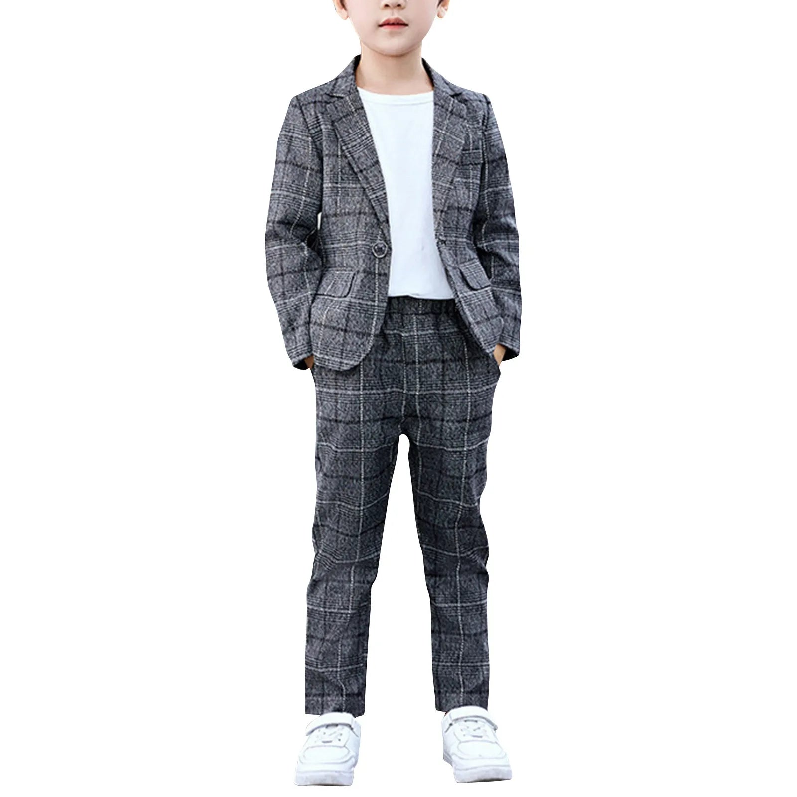 Kids Classic Checkered Formal Wedding Suits childrensterritory