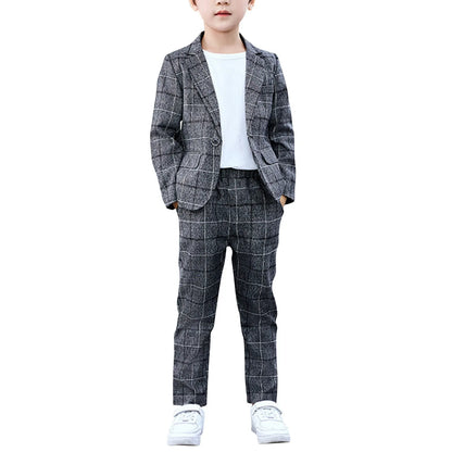 Kids Classic Checkered Formal Wedding Suits childrensterritory