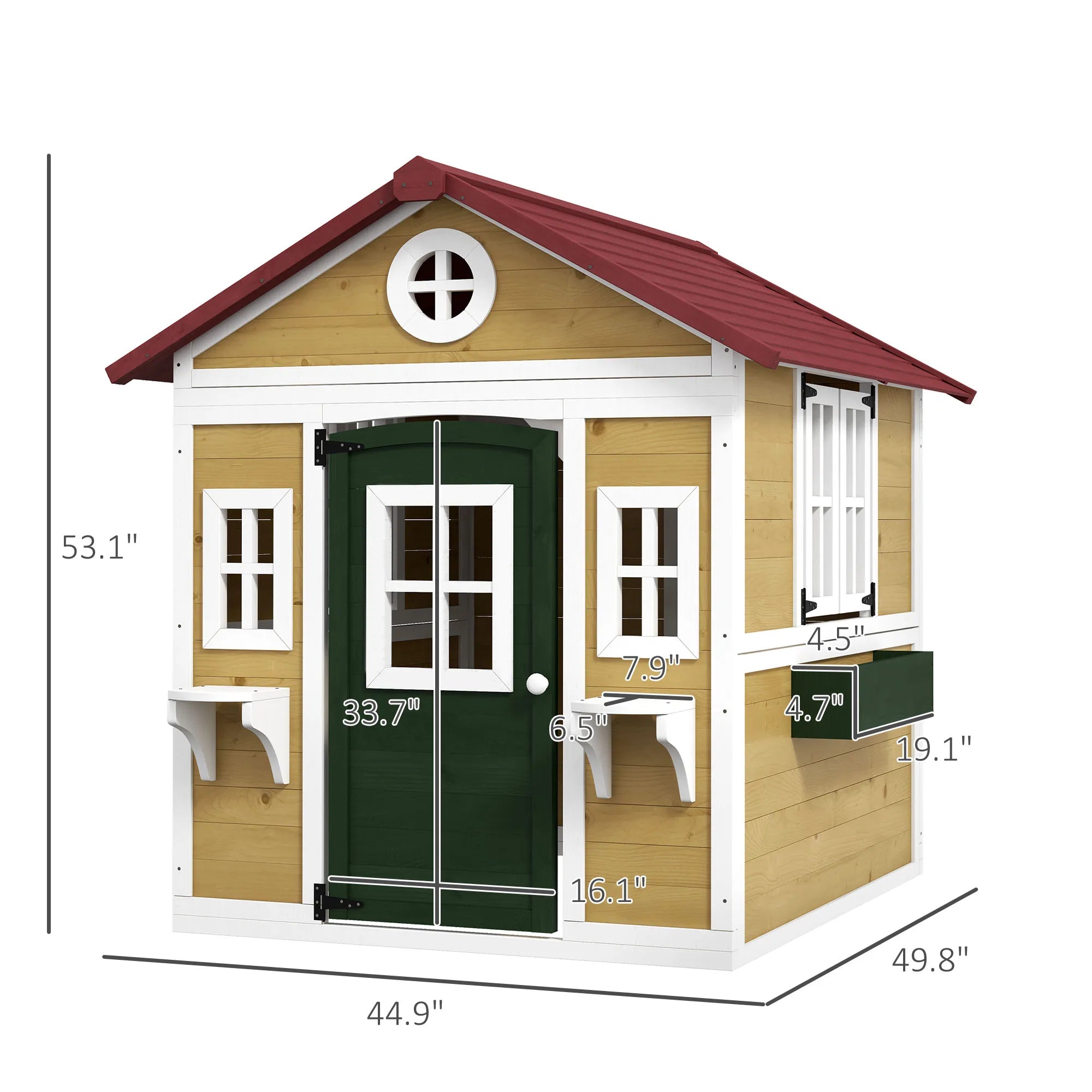 Kids Wooden Playhouse with Windows and Doors for Outdoor