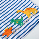 Dinosaurs Cartoon Striped Design Summer T-shirts for Kids Boys childrensterritory