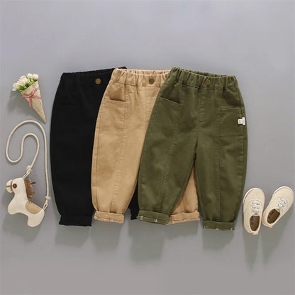 Little Boys Solid Color Casual Pants For Spring Autumn childrensterritory