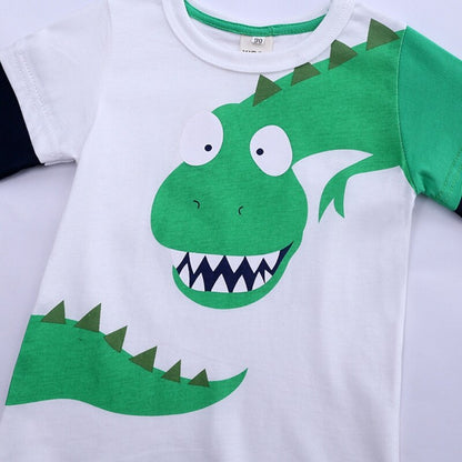 Cartoon Dinosaur Print Kids Boys Casual T-shirts/Tops childrensterritory