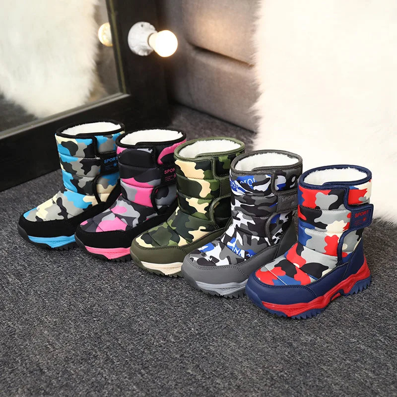 Kids Rubber Sole Outdoor Waterproof Long Snow Boots childrensterritory