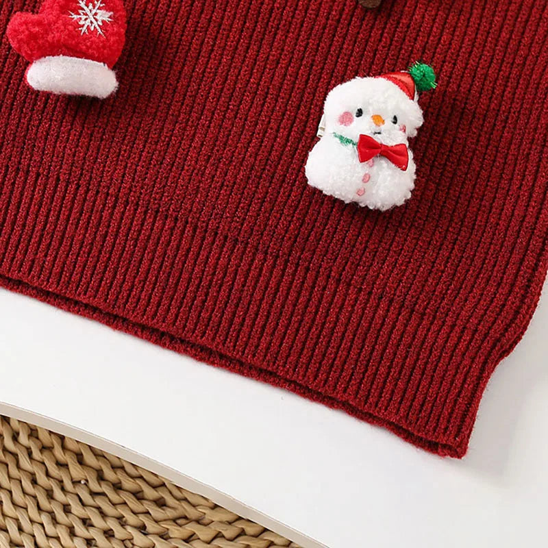 Long-Sleeved Cartoon Design Winter Dresses For Girls