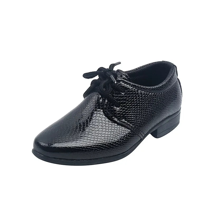 Kids Boys Britain Style Low-heeled Black Leather Shoes childrensterritory