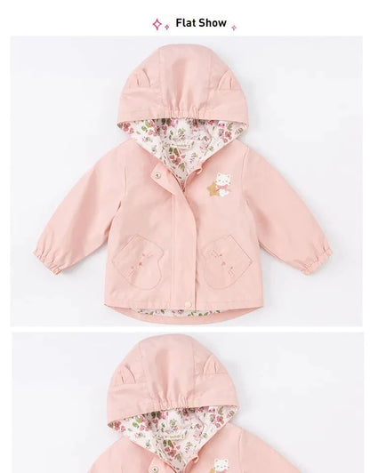 Kids Pink Cartoon Hooded Long Sleeve Casual Jacket childrensterritory