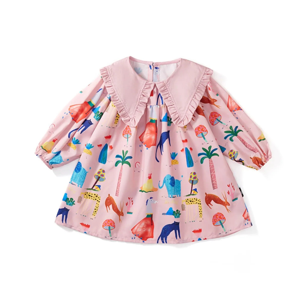 Kids Girls Peter Pan Collar Graffiti Print Dress