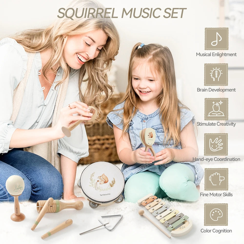 Wooden Musical Instruments for Early Education in Infants