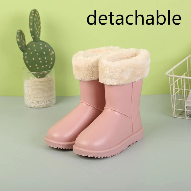 Kids Waterproof Winter Rain/Snow Boots with Fleece Inside