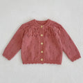 Baby Girls Long Sleeves Floral Embroidery Knitted Cardigans childrensterritory