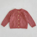 Baby Girls Long Sleeves Floral Embroidery Knitted Cardigans childrensterritory