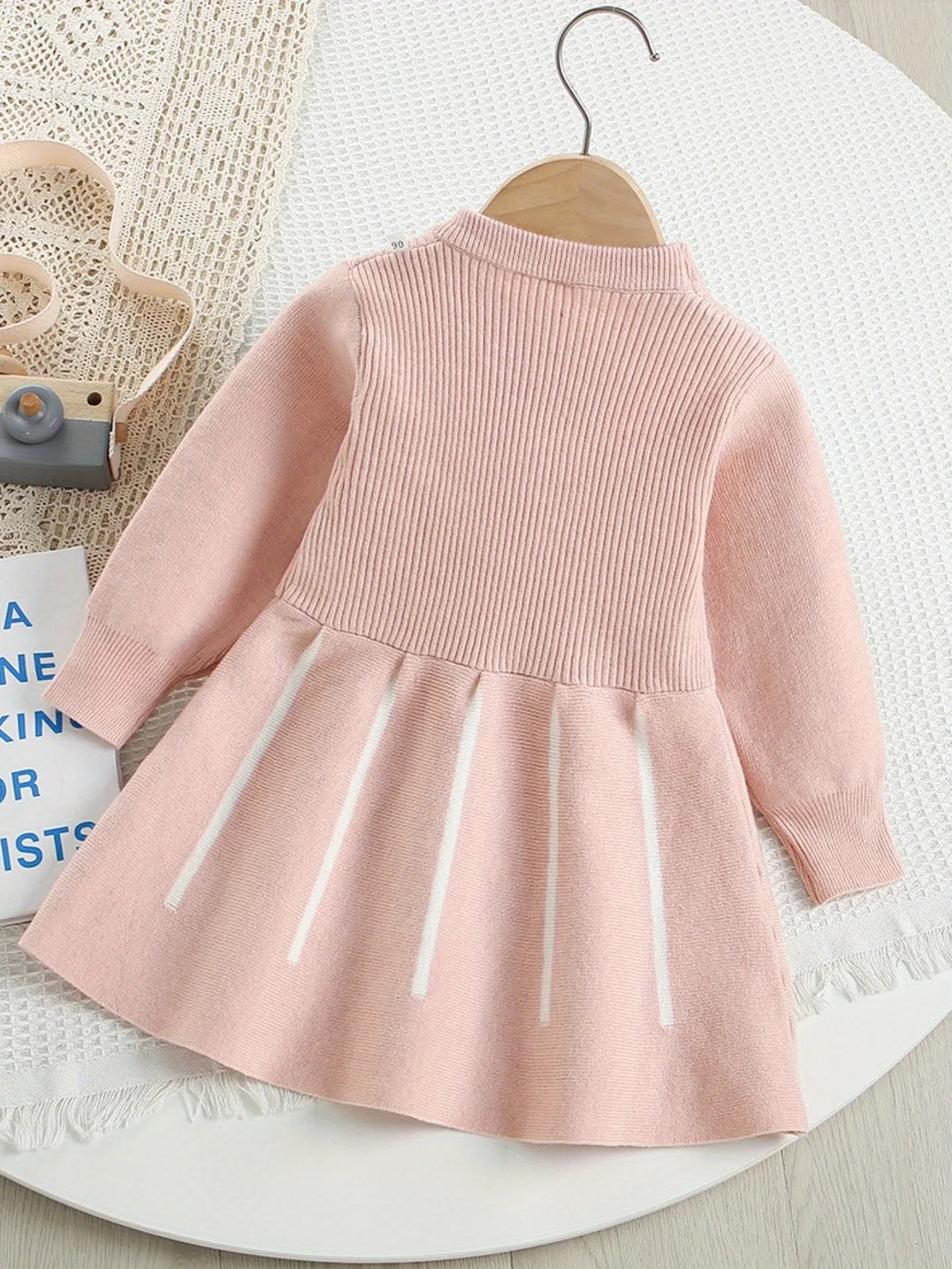 Girls’ Bow Design Winter Soft Dresses childrensterritory
