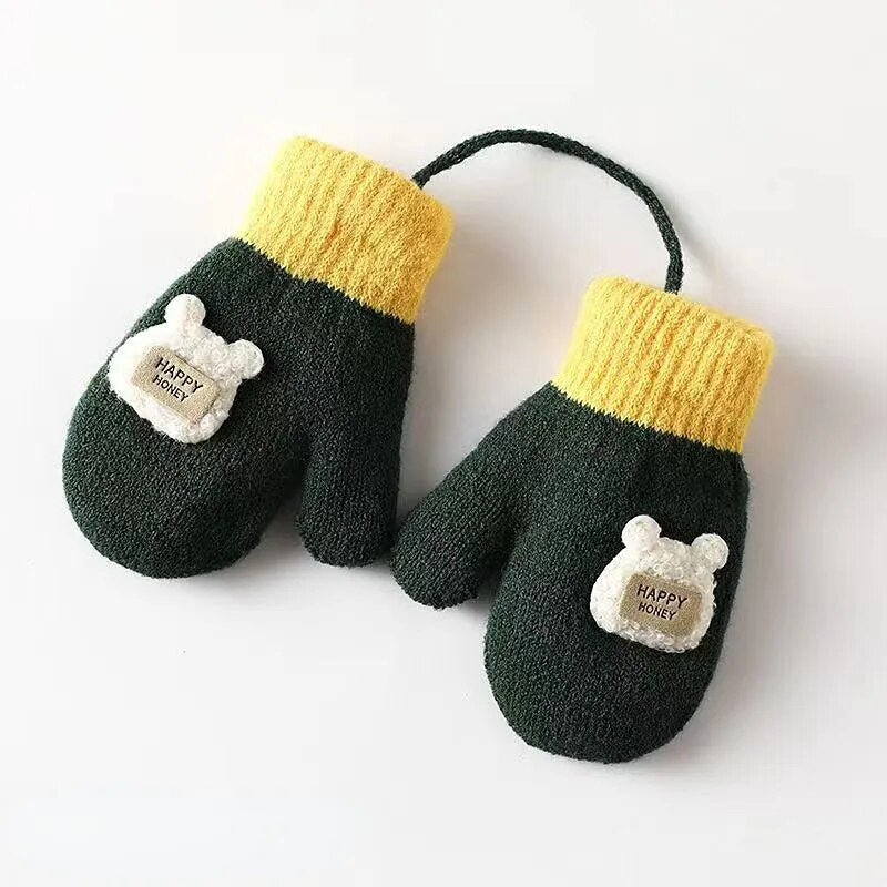 Cartoon Design Knitted Warm Gloves for Baby/Kids childrensterritory