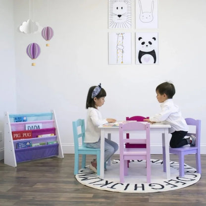 5 Piece Kids Wood Table and Chair Set for Playroom childrensterritory