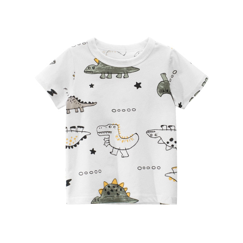 Cartoon Letter Printed Kids Boys Girls Loose Summer Cotton Top childrensterritory
