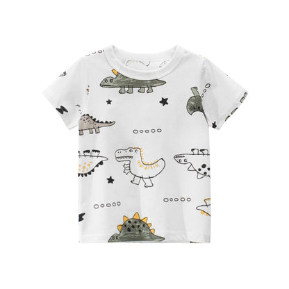 Cartoon Letter Printed Kids Boys Girls Loose Summer Cotton Top childrensterritory