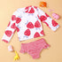Strawberry Print Long Sleeve Beachwear for Little Girls childrensterritory