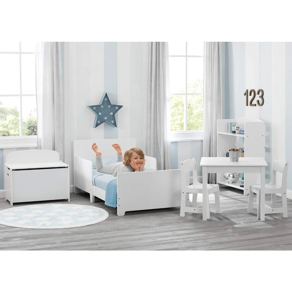 Portable Kids Wooden Bed with Guardrails