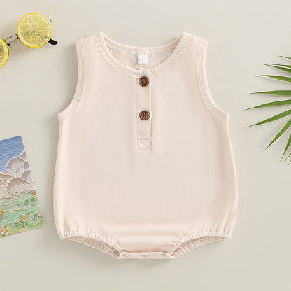 Solid Color Sleeveless Baby Girls Boys Summer Bodysuit childrensterritory