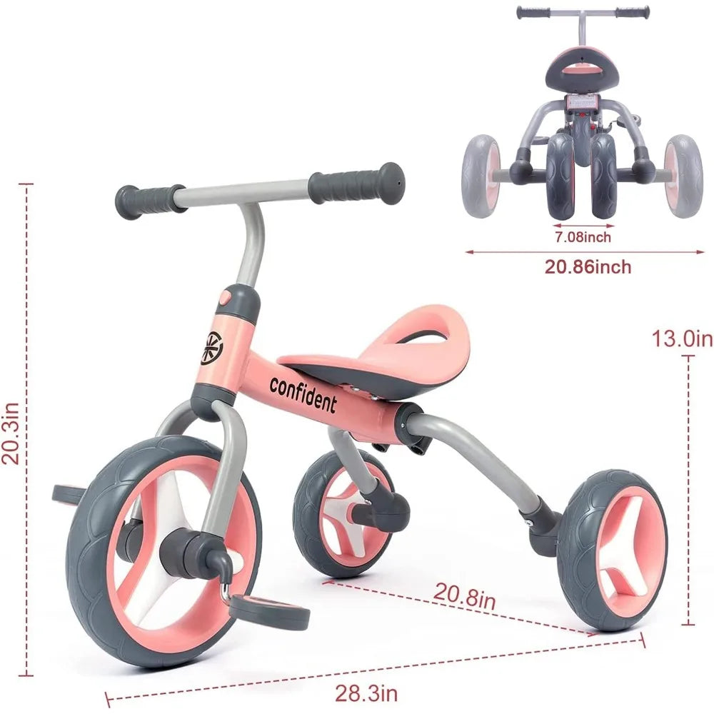 4 in 1 Tricycle for Toddlers with Adjustable Seat and Removable Pedal childrensterritory
