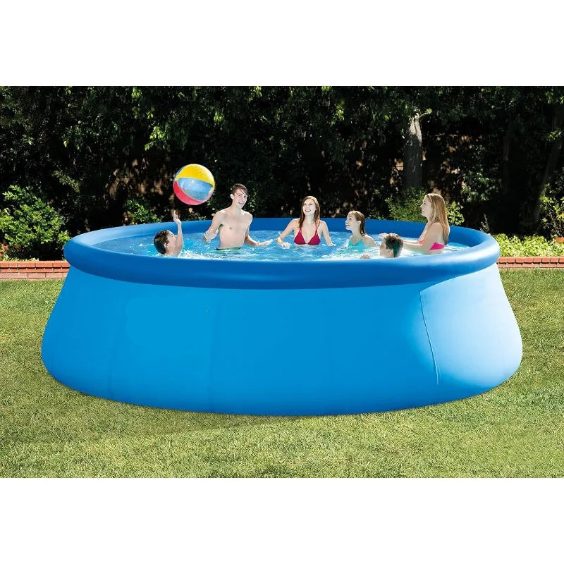 Inflatable Easy Set-Up Round Swimming Pool Set with Cover, Ladder