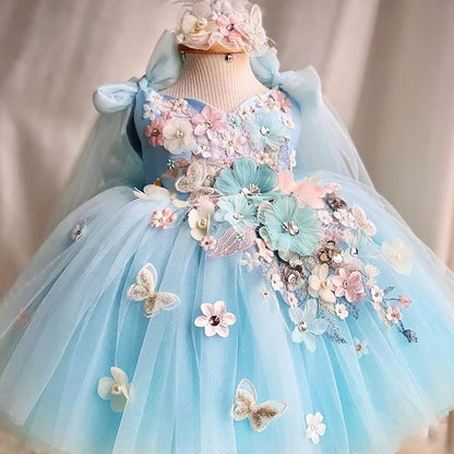 Elegant 3D Flower Butterfly Design Formal Party Dresses