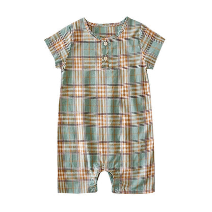 Baby Boy Plaid Casual Short Sleeve Summer Romper childrensterritory