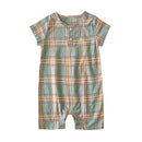 Baby Boy Plaid Casual Short Sleeve Summer Romper childrensterritory