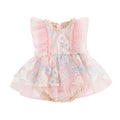 Baby Girl Tulle Floral Embroidery Romper Dress and Headband Set