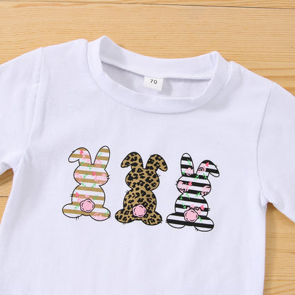 Baby Girls 3 Piece Rabbit Print Easter Clothes Set childrensterritory