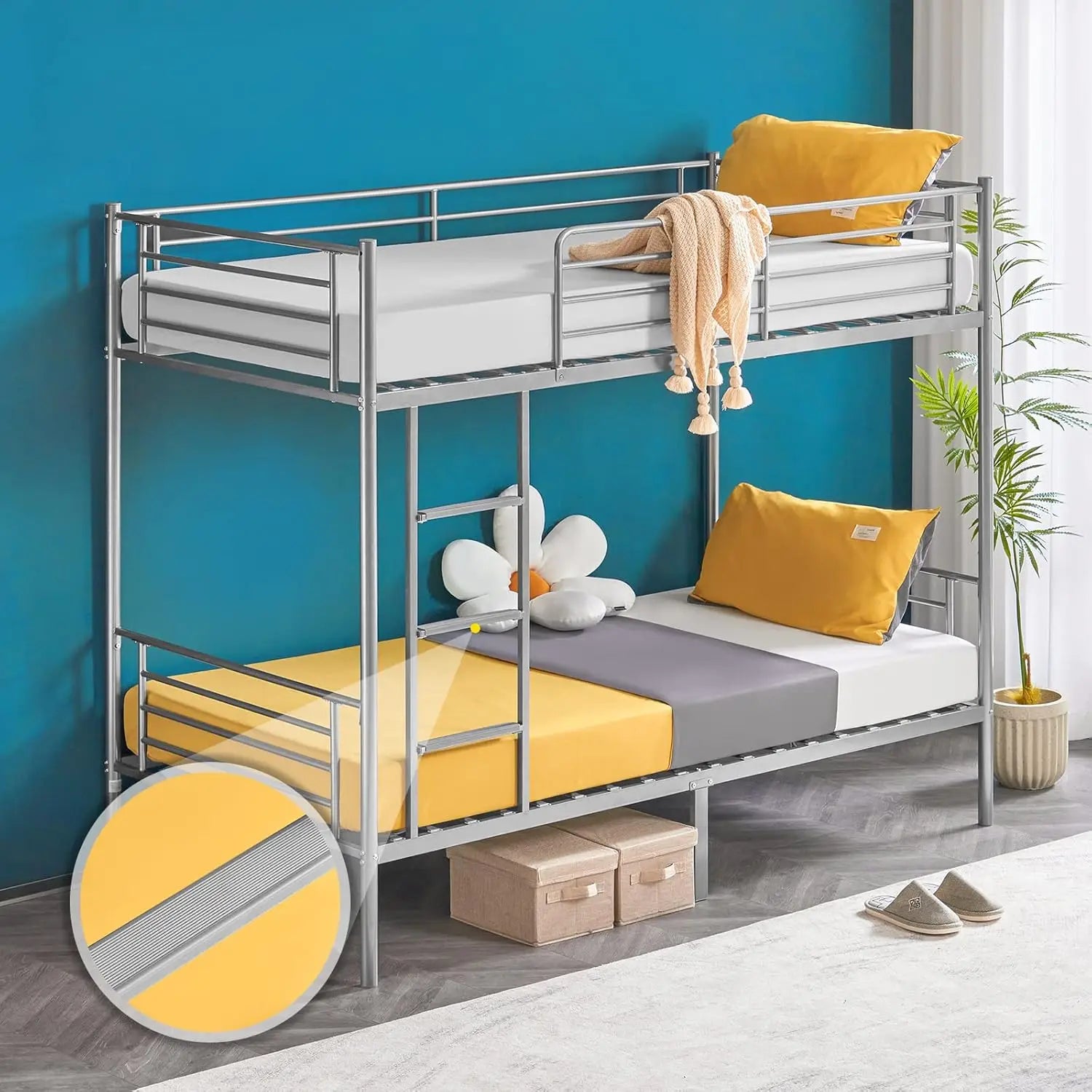 Metal Twin Bunk Beds for Kids/Teens/Adults with Stairs childrensterritory