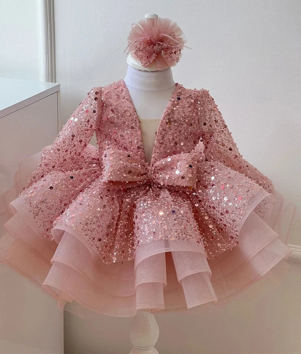 Baby/Kids Girls Sparkly Feather Birthday/Wedding Party Dresses