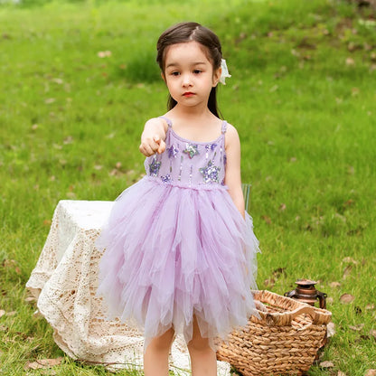 Kids Girls A-line Elgeant Feather Appliques Party Dress childrensterritory