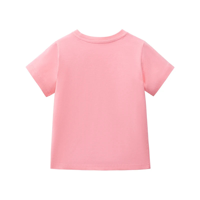 Kids Girls Cartoon Dog Embroidery Summer Pink Top childrensterritory