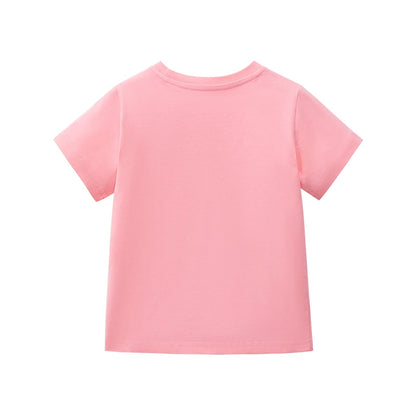 Kids Girls Cartoon Dog Embroidery Summer Pink Top childrensterritory