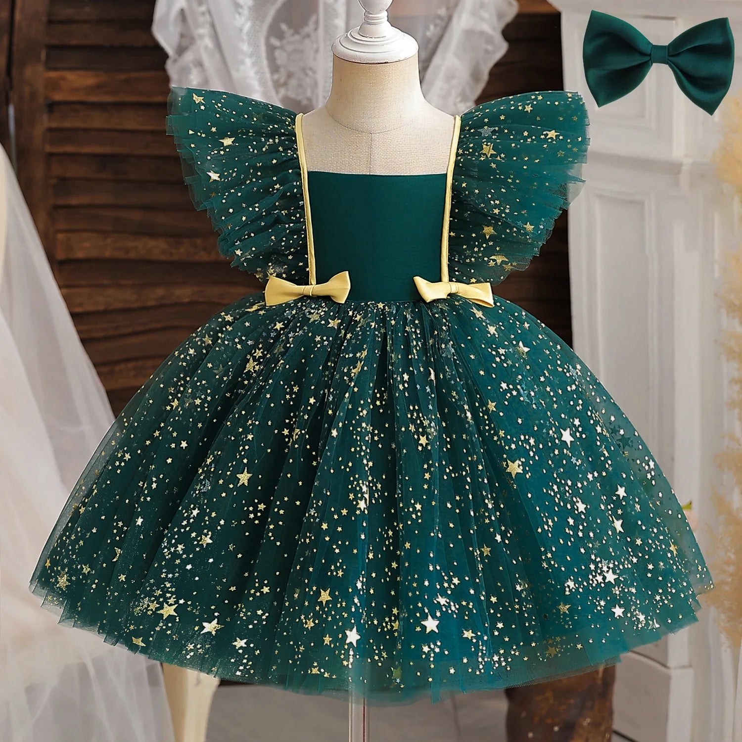 Toddler Girls Bow Design Formal Occasion Tutu Fluffy Gown childrensterritory