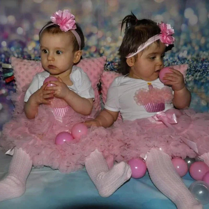 Newborn Girls White Bodysuit with Pettiskirt Tutu Outfits