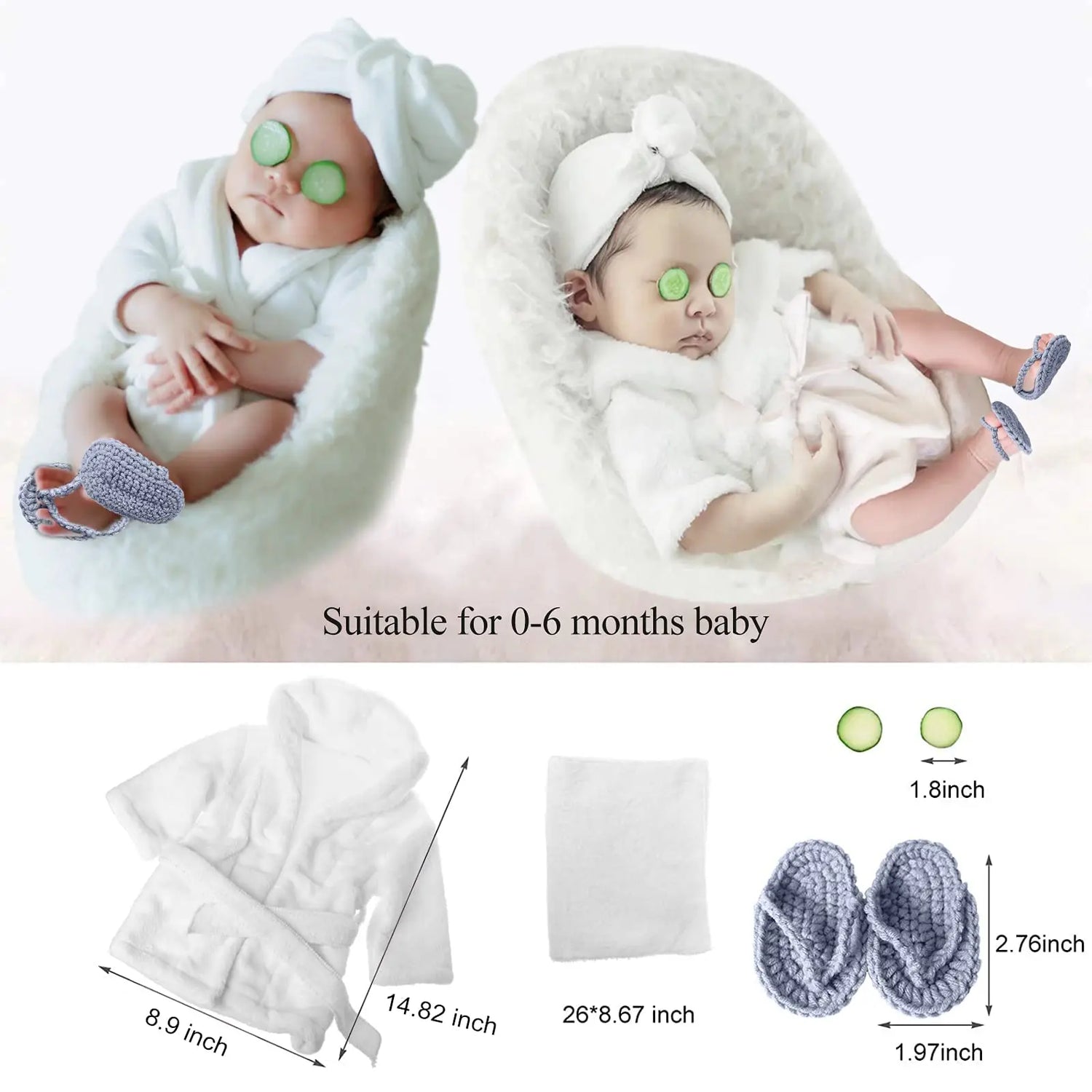 5PCS Bathrobes Outfit Props Set for Newborn Photography