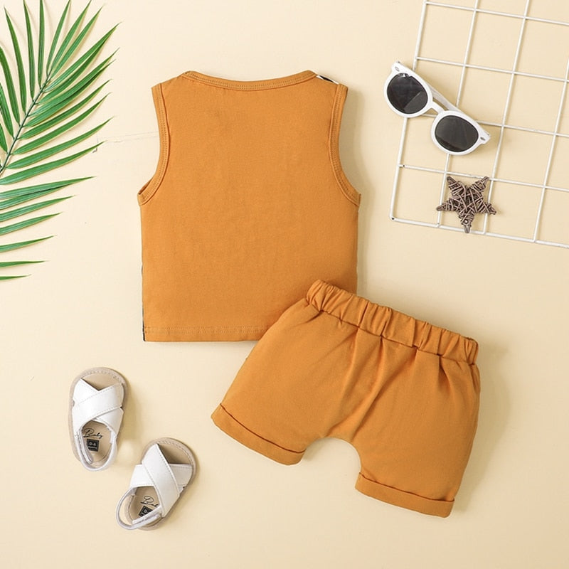 Baby Boys Casual 2pcs Summer Outfit Tank Top and Shorts Set childrensterritory