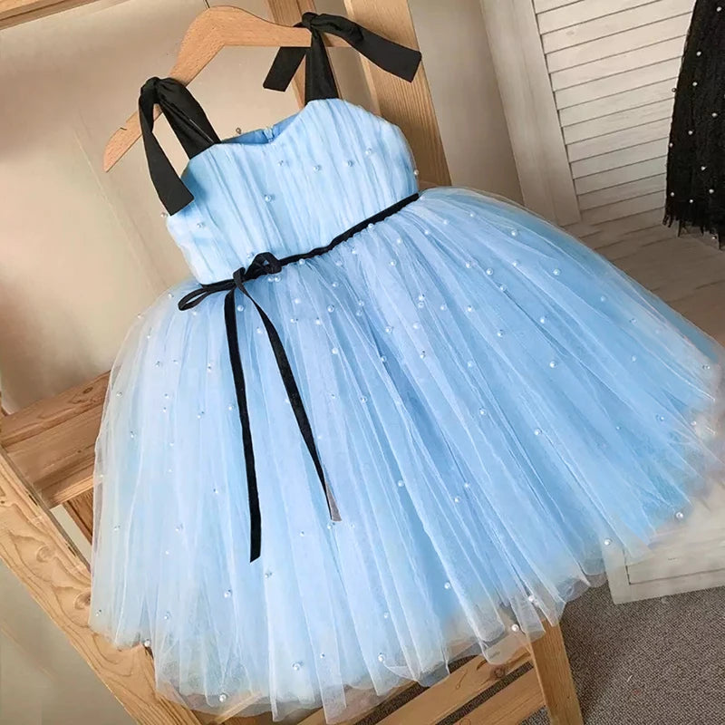 Toddler/Baby Girls Sequin Bow Design Tulle Bridesmaid Gowns childrensterritory