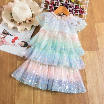 Kids Girls Sequin Rainbow Prom/Birthday Princess Dresses childrensterritory