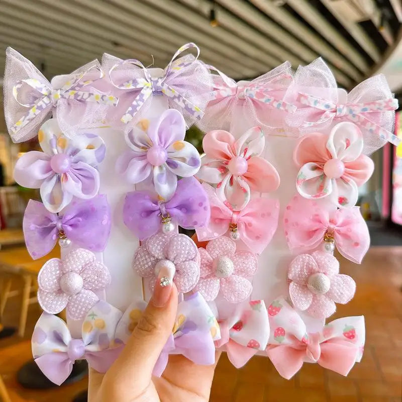 10Pcs/Set Cute Lace Flower Bows Design Baby Hairclips childrensterritory