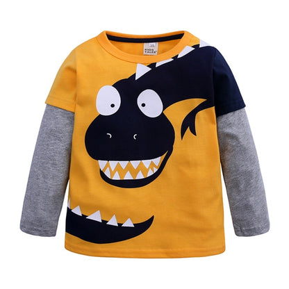 Cartoon Dinosaur Print Kids Boys Casual T-shirts/Tops childrensterritory