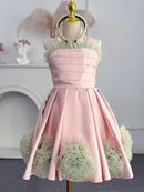 A-Line Little Girls Halter Neck Tiered Puffy Birthday Party Dress childrensterritory