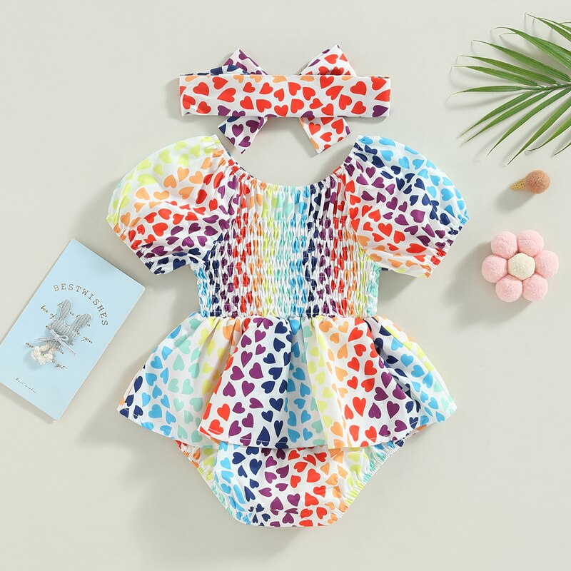 Baby Girls Heart/Leopard Print Bodysuit with Headband childrensterritory