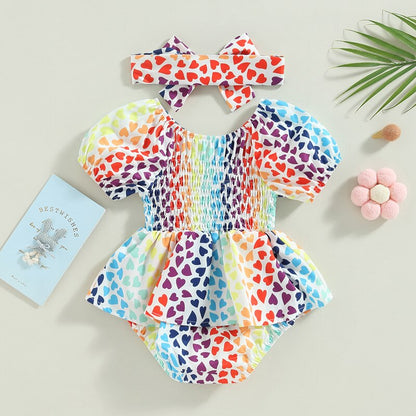 Baby Girls Heart/Leopard Print Bodysuit with Headband childrensterritory